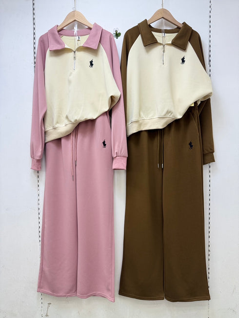 Pollo Collar Down Pullover And Trousers Sets